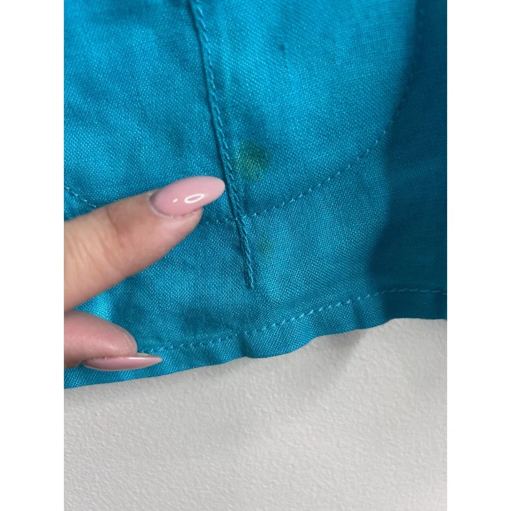 Talbots Irish Linen Jacket Womens 12 Turquoise Blue 3/4 Sleeve‎ Coastal Luxury